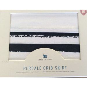 Little Unicorn Cotton Percale Crib Skirt Black White Ink Stripes Unisex Nursery